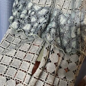 Anthropologie Lace Tiered Long-Sleeve Dress in Light Sage Green